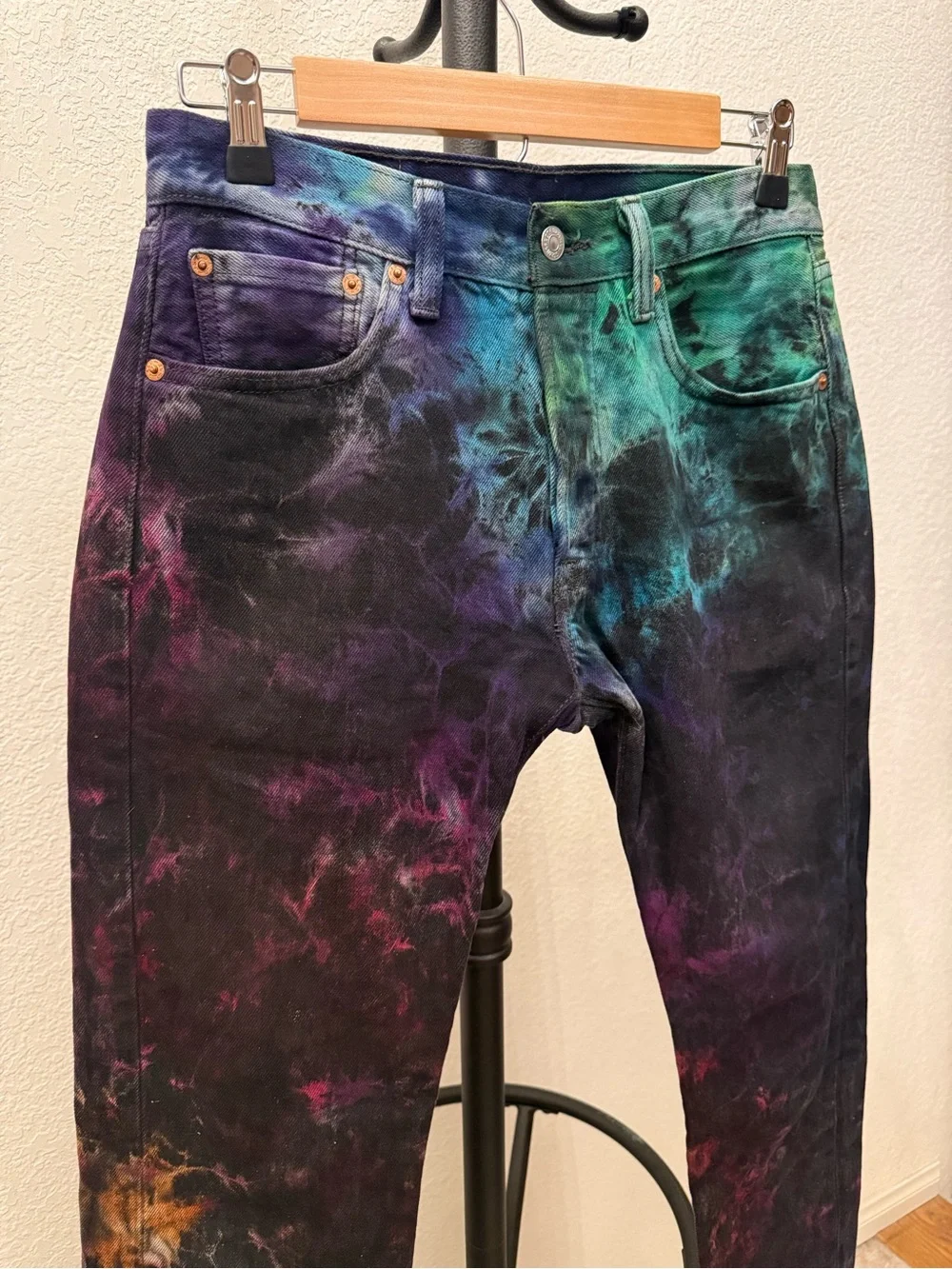 Vintage Levi's 501 button-flies Handcrafted Tie Dye Jeans Made in USA